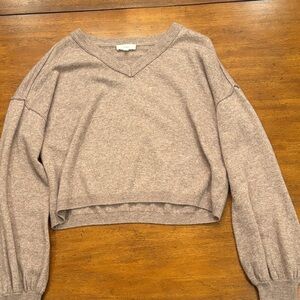 A Loves A Brown V Neck Sweater Cropped